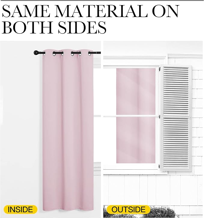 NICETOWN Baby Pink Blackout Curtains 120 inches Length for Living Room, 2 Panels, 55" Wide, Thermal Insulated Long Drapes for Large Window