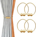 Melaluxe 4 Pack Magnetic Curtain Tiebacks, Decorative Curtain Holdbacks for Window Décor (Gold)