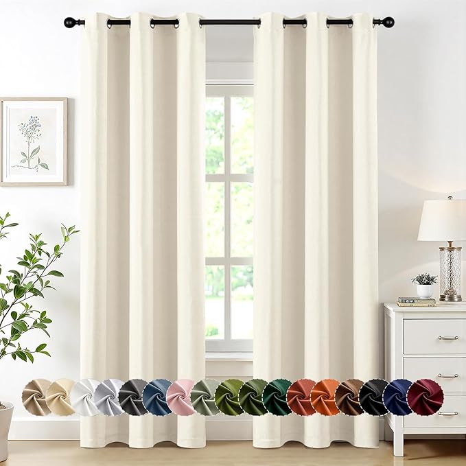 MIULEE Birch Blackout Curtains for Bedroom Living Room 72 Inches Long 2 Panels, Thermal Insulated Room Darkening Drapes Solid Grommet Noise Reduction Light Blocking Window Treatments 40x72 Inch