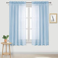 DWCN Sky Blue Sheer Curtains Semi Transparent Voile Rod Pocket Curtains for Bedroom and Living Room, 52 x 72 inches Long, Set of 2 Panels