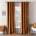 MIULEE Velvet Curtains Gold Brown Elegant Long Grommet Curtains Black Out Thermal Insulated Soundproof Room Darkening Drapes for Fall Living Room Bedroom 52 x 96 Inch Length Set of 2, Pumpkin Brown