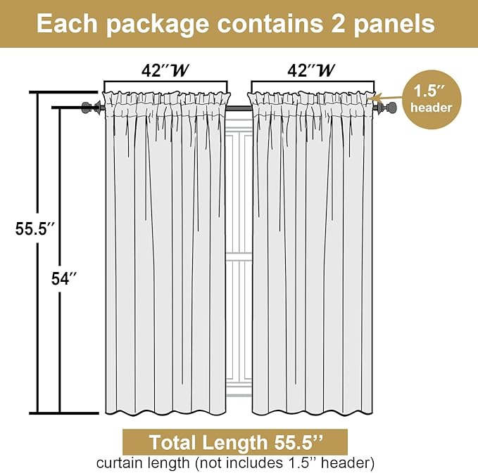 Lecloud Leia White Sheer Curtains 54 Inch Length 2 Panels, Voile Light Filtering Privacy Jacquard Textured Curtains, Dual Rod Pockets Drapes with Leaves for Living Room Bedroom, Each 42" W x 54" L
