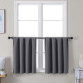 Simplebrand Ava Grey Short 24 Inches Blackout Curtain 2 Panels Set, Half Window Rod Pocket Privacy Curtain Tiers for Kitchen, Curtains Blackout for Bathroom Shades, W30 x L24 Inch, Grey