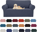 Cupuamon 2026 New Stretch Loveseat Sofa Slipcovers Couch Cover for 2 Cushion Furniture Protector Sofa Covers with Elastic Bottom Jacquard Fabric Small Checks for Pets, Kids - Charcoal