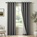 100% Blackout Shield Linen Blackout Curtains for Bedroom, Dark Gray Grommet Curtains for Living Room, Thermal Insulated Room Darkening Drapes for Nursery, Boho Home Decor, 50" W x 102" L, 2 Panels