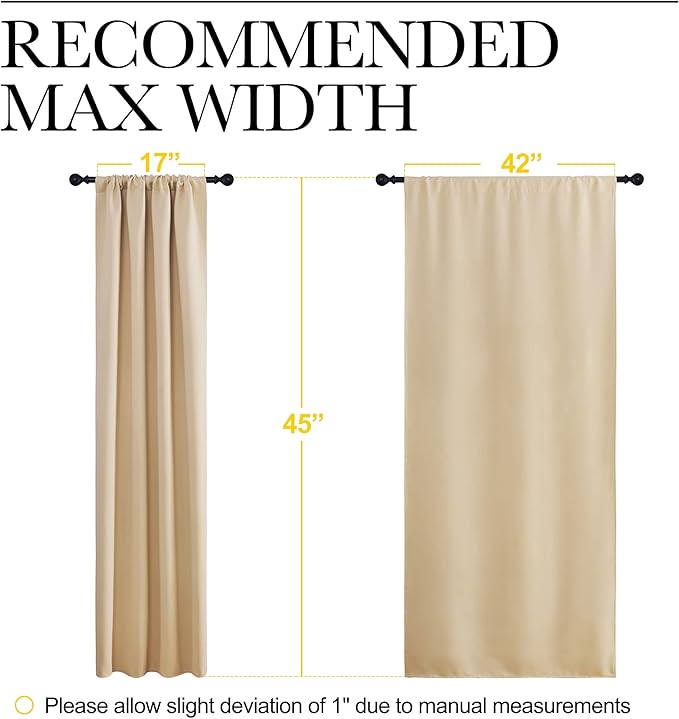 NICETOWN Blackout Room Darkening Curtains - Home Decoration Light & Noise Reducing Thermal Insulated Window Draperies with Rod Pocket Top (Biscotti Beige, Set of 2, 42 inches Wide x 45 inches Long)