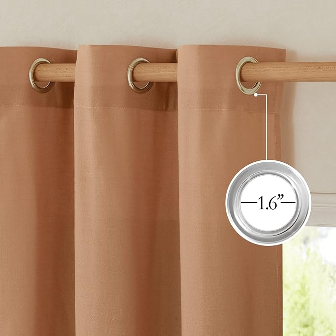 NICETOWN Linen Burlap Burnt Orange Window Treatments, Grommet Thick Privacy Linen Curtains with Light Filtering Drapes for Living Room/Bedroom, Burnt Orange, W55 x L72, 2 Panels