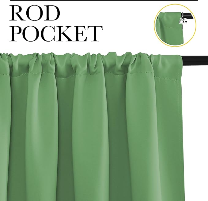 NICETOWN Living Room Curtains, Blackout Draperies, Froest Green, 1 Pair, 70 x 84-inch, Home Decorations Thermal Insulated Solid Rod Pocket Blackout Drapes for Cafe