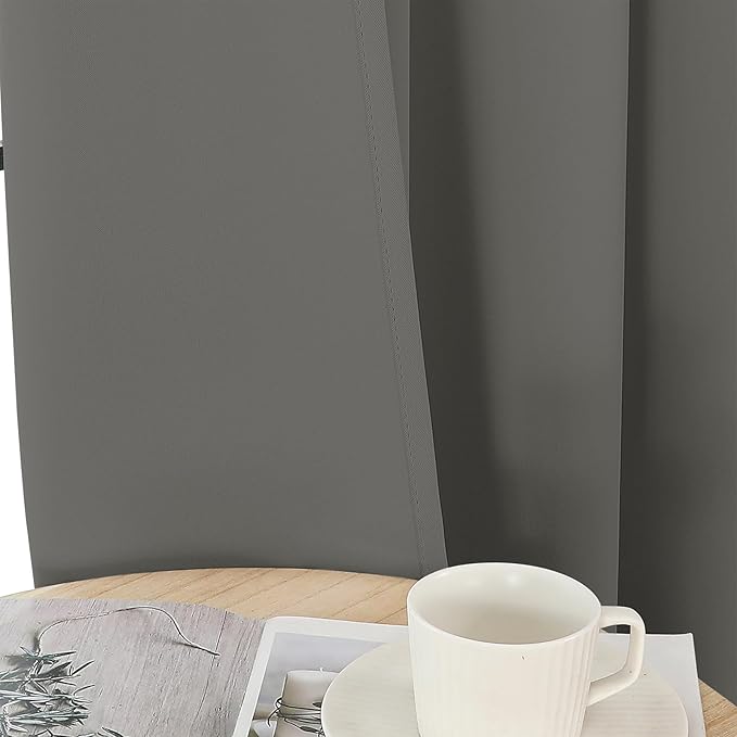 Joydeco Blackout Curtains 84 Inch Length 2 Panels Set, Thermal Insulated Long Curtains& Drapes 2 Burg, Room Darkening Drapes for Bedroom Living Room (Light Grey, W37 x L84 Inch)