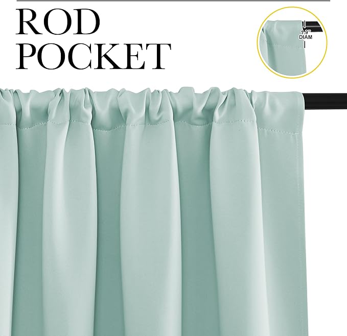 NICETOWN RV Blackout Curtains for Camper Windows, Aqua Blue, 34" x 30", Set of 2, Kitchen Curtains, Short Blackout Drapes, Thermal Insulated Rod Pocket Window Treatment Draperies for Nursery