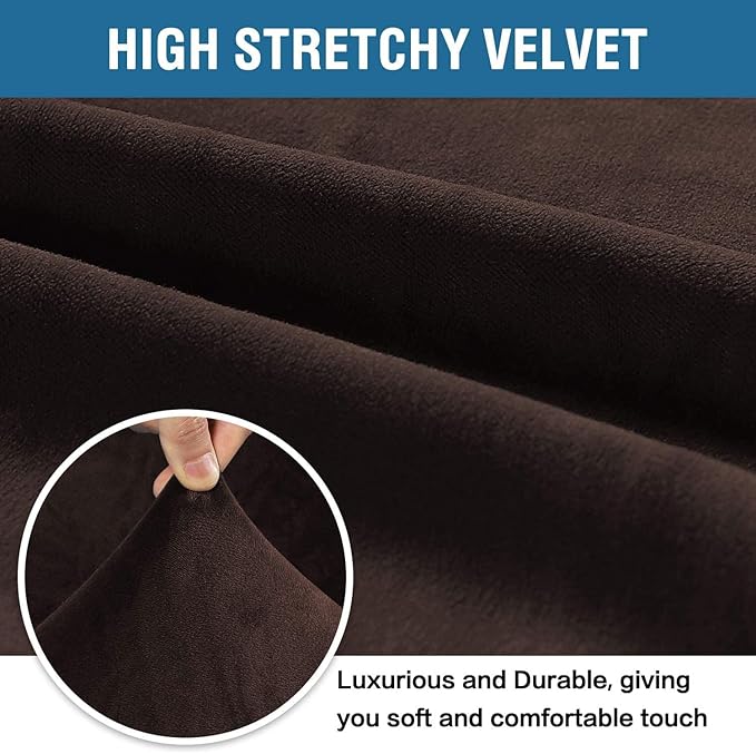 H.VERSAILTEX Stretch Velvet Sofa Covers Large Couch Covers Sofa Slipcovers Furniture Protector Soft with Non Slip Elastic Bottom, Feature Thick Comfy Rich Velour (Extra Wide Sofa 98"-105", Chocolate)