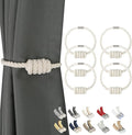 BEL AVENIR Magnetic Cotton Curtain Tiebacks, Decorative Drapery Holdbacks Modern Woven Tie-Backs with Exquisite Knot (Cotton, 6 Pack)
