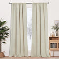 RYB HOME Curtains for Bedroom 102 inches Long, Privacy Thermal Insultaed Sunlignt Heat Blocking Drapes for Sliding Patio Door, Width 42 by Length 102, Beige, 2 Panels Set