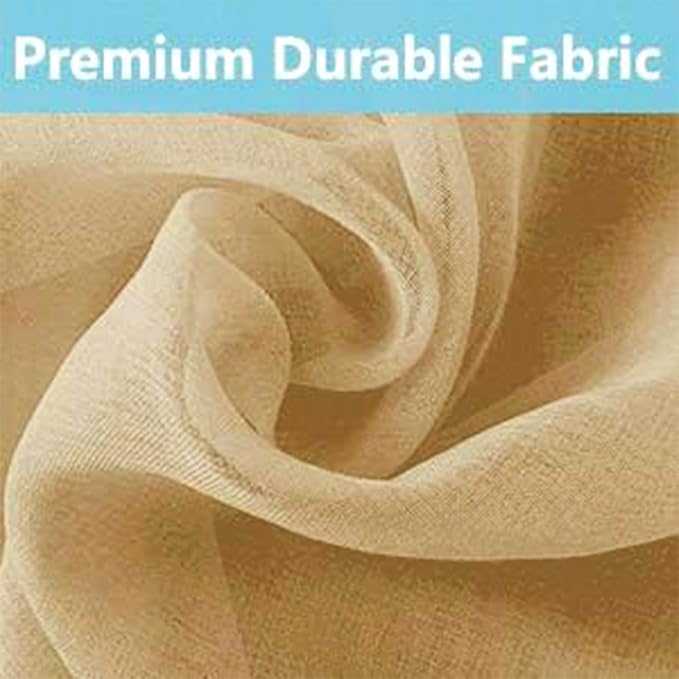 DWCN Taupe Sheer Curtains Semi Transparent Voile Rod Pocket Curtains for Bedroom and Living Room, 52 x 45 inches Long, Set of 2 Panels
