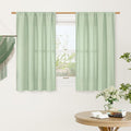 LAMIT Small Window Linen Curtains, 45 Inch Length Light Filtering Faux Linen Textured Neutral Decorative Rod Pocket Drapes for Bedroom, Light Green, 2 Panels Set, 42 X 45 Inch