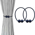 Melaluxe 2 Pack Magnetic Curtain Tiebacks, Decorative Curtain Holdbacks for Window Décor (Navy Blue)