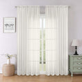 Lecloud Ivory Sheer Curtains 84 Inches Long 2 Panels, Solid Airy Voile Extra Wide Curtain Drapes, Elegant Light Filtering Window Treatments for Living Room Bedroom with Dual Rod Pocket, 59" W x 84" L