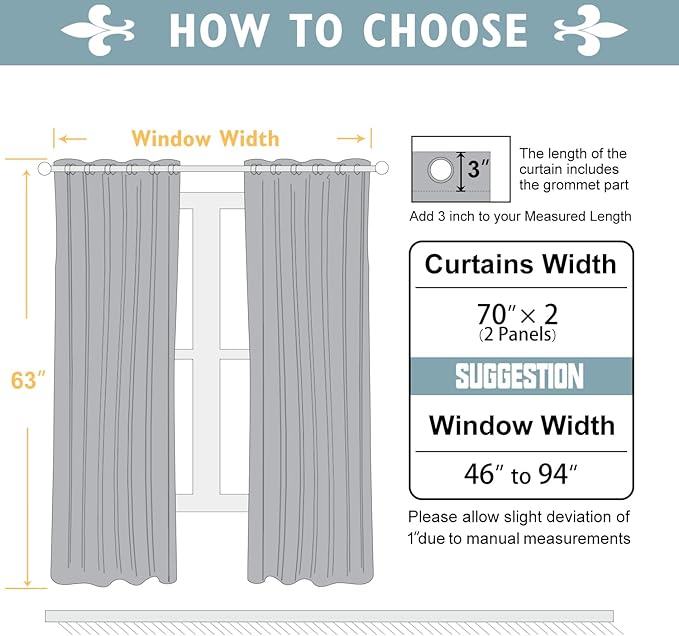ChrisDowa Blackout Curtains 70 inches Wide for Bedroom - 2 Panels Set Extra Wide Grommet Thermal Insulated Room Darkening Curtains for Living Room (Stone Blue, 70 x 63 Inch)