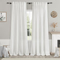 Nanspring White Linen Curtains for Living Room 93 Inches Long Extra Long Back Tab Curtains 2 Panels Set Farmhouse Light Filtering Semi Sheer Linen Drapes Ceiling to Floor for Large Window 52x93