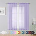 Simplebrand Lavender Sheer Curtains 63 Inch Length 2 Panels, Rod Pocket Solid Color Window Sheer Curtain Panels, Elegant Curtains & Drapes for Living Room, Bedroom 2 Panels (42" W x 63" L)