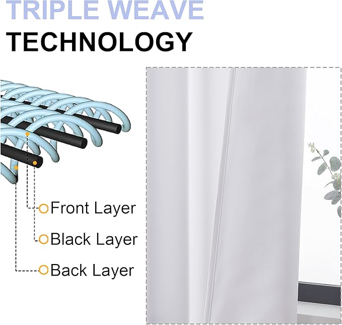 Simplebrand Ava Pure White Curtains for Bedroom 90 Inches Long 2 Panels Set, Light Filtering Window Treatment, Room Darkening Curtain, Soft Casual Rod Pocket Privacy Drapes, W50 x L90 Inch