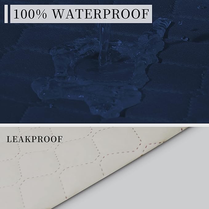 ISSUNTEX Double Protection 100% Waterproof Recliner Covers for Living Room, Reversible Furniture Protector Recliner Couch Sofa Slipcover for Dogs, Pets, Kids (Oversized Recliner, Navy/Ivory)
