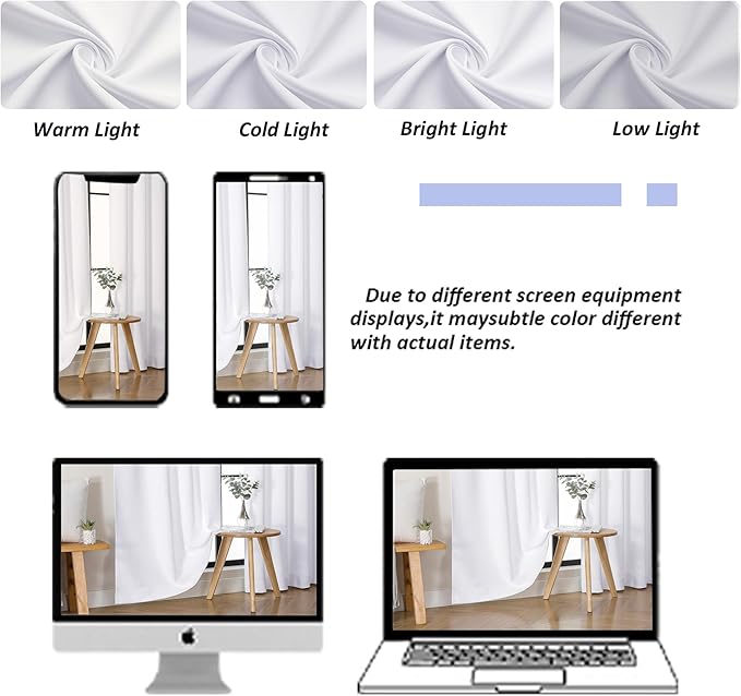 Simplebrand Ava Pure White Curtains for Bedroom 78 Inch Length 2 Panels Set, Light Filtering Window Treatment, Light Filtering Curtain Drapes, Soft Casual Rod Pocket Privacy Curtains, W40 x L78 Inch