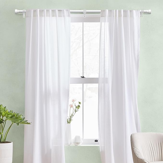IFELS 2 Pack Heavy Duty Curtain Rods for Windows 48 to 84 Inch, 1 Inch White Adjustable Curtain Rod Set with Easy Installation and Modern Design (A1,White,30-90",2Pack)