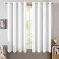 MIULEE Linen Textured Curtains for Bedroom Solid 100% Blackout Thermal Insulated Bright White Grommet Room Darkening Curtains & Drapes Luxury Decor for Living Room Nursery 52 x 63 Inch (2 Panels)