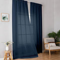Simplebrand Blue Sheer Curtains 96 Inches Long, Light Filtering Rod Pocket Solid Color Window Sheer Curtain Panels, Elegant Curtains & Drapes for Bedroom 2 Panels (Navy Blue, 42" W x 96" L)