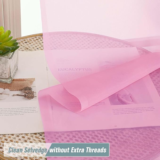 Light Pink Valances for Windows 14 inch Length 2 Panels, Small Voile Sheer Curtains for Bathroom, Soft Fabric Lightweight Light Filtering Kitchen Curtains, Dual Rod Pocket, 2x42Wx14L Inches