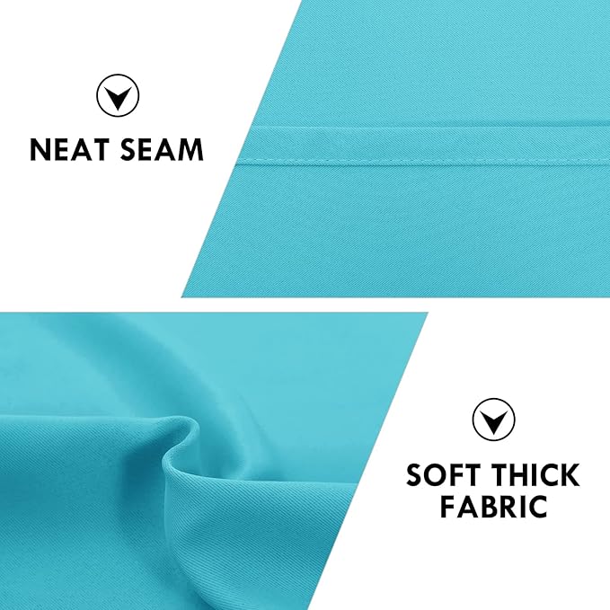 DWCN Blackout Curtains Thermal Insulated Energy Saving Bedroom and Kitchen Curtains Window Treatments, W 38 x L 45 Inch, Set of 2 Turquoise Rod Pocket Drapes