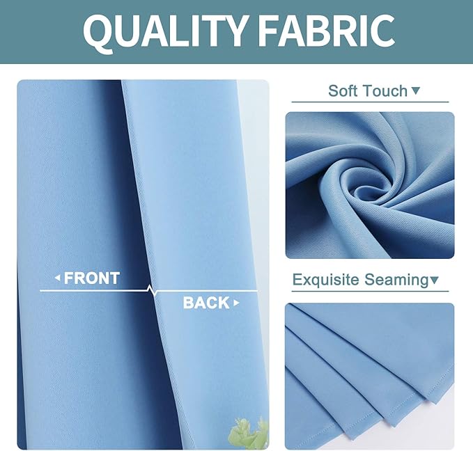 ChrisDowa Grommet Room Darkening Curtains for Bedroom and Living Room - 2 Panels Set Thermal Insulated Blackout Curtains (Sky Blue, 42W x 63L)