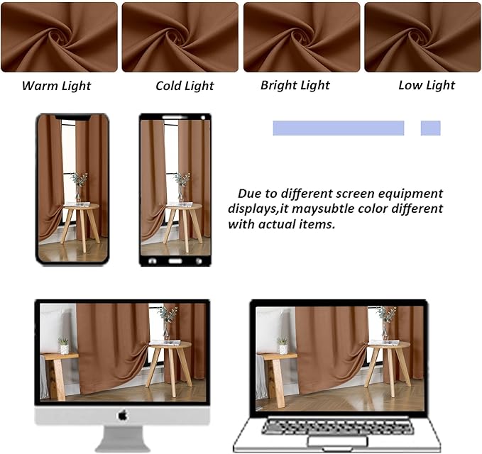Simplebrand Ava Sun Baked Blackout Curtains for Bedroom 84 Inch Length 2 Panels Set, Solid Thermal Insulated Privacy Living Room Window Treatment Curtains Blackout Drapes, W50 x L84 Inch, Sun Baked