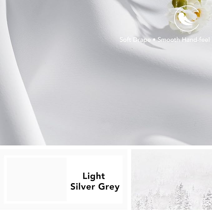 Deconovo Blackout Curtains, Thermal Insulated, W70 x L108 2 Panels, Back Tab, Machine Washable, Room-Darkening Drapes for Bedroom/Living Room Star White