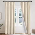 Joydeco Pinch Pleated Linen Curtains for Living Room, 100% Blackout Darkening Curtains 72 inches Length 2 Panel Thermal Insulated Pinch Pleat Drapes(Bleached Sand,40'' Wx72'' L)