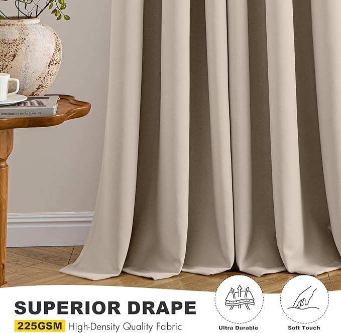 MIULEE Taupe Blackout Curtains - Bedroom Window Treatment Curtains Thermal Insulated Room Darkening Drapes for Living Room Kitchen Grommet Light Blocking Drapery, 40 x 54 Inches Long, 2 Panels
