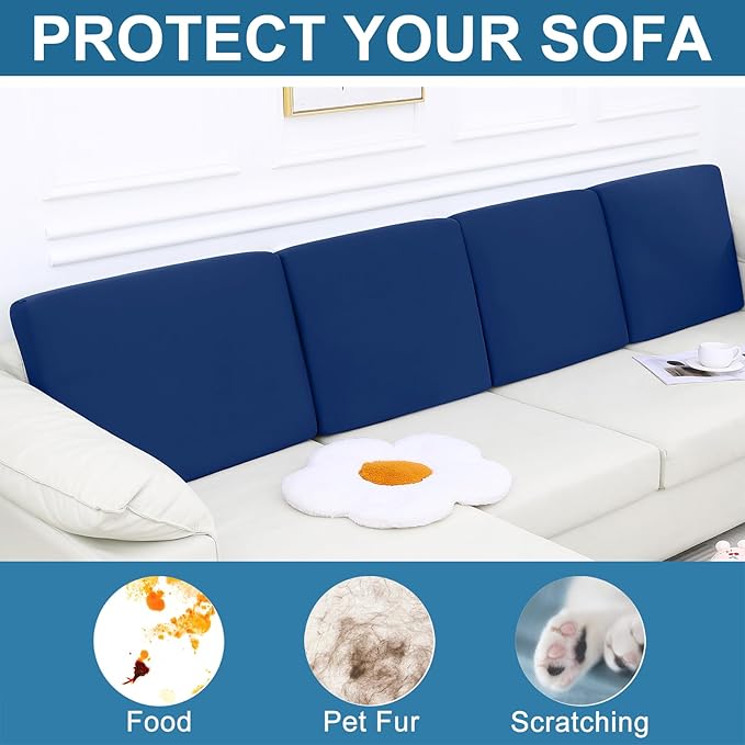 Smiry Printed Couch Cushion Covers, Stretch Soft Couch Covers for Sofa, Washable Non-Slip Sofa Slipcover Furniture Protector for Indoor and Outdoor (Backrest M, Navy)