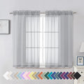 Aiyufeng Light Grey Sheer Curtains 45 Inch Length 2 Panels Set, Light Filtering Light Grey Window Curtain Drapes Treatment for Kitchen, Bedroom,Children Room, Dual Rod Pocket, 2 Pack of 42 x 45"