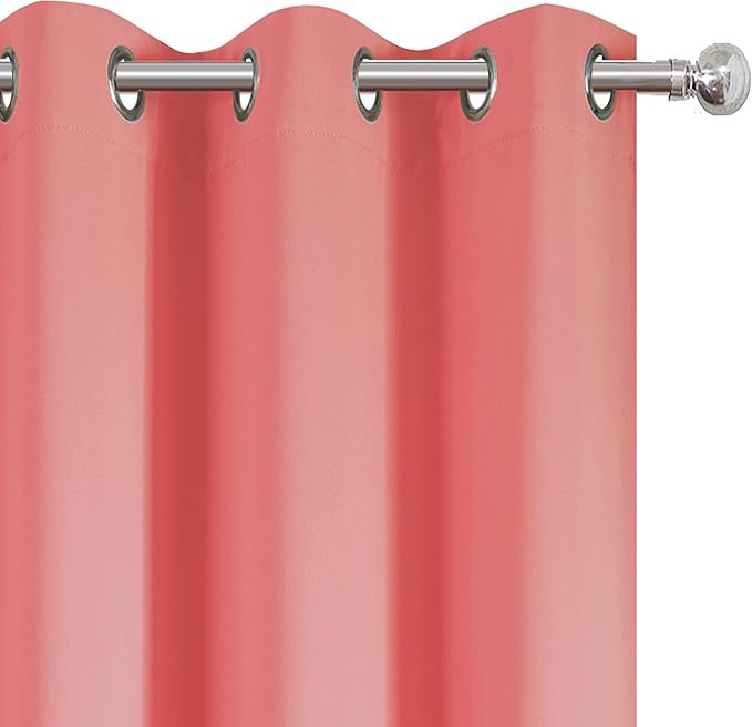 LEMOMO Coral Thermal Blackout Curtains/42 x 72 Inch/Set of 2 Panels Room Darkening Curtains for Bedroom