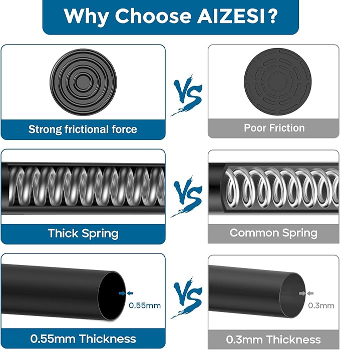 AIZESI 5/8 Inch Spring Tension Curtain Rods - 1-Pack with 2PCS Curtain Rod Holder, 26 to 39 Inch, Black
