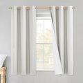 NICETOWN Linen Blackout Curtains for Kitchen, Ivory, 2 Panels, 42" Wide x 45" Long, Short Kitchen Burlap Linen 100% Blackout Drape Panels for Night Shift, Great Job for Blocking Light