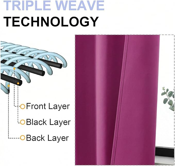 Simplebrand Ava Hot Pink Short Blackout Curtains for Bedroom 45 Inches Long 2 Panels Set, Solid Thermal Insulated, Energy Saving Window Treatment Curtains Blackout Drapes, W40 x L45 Inch
