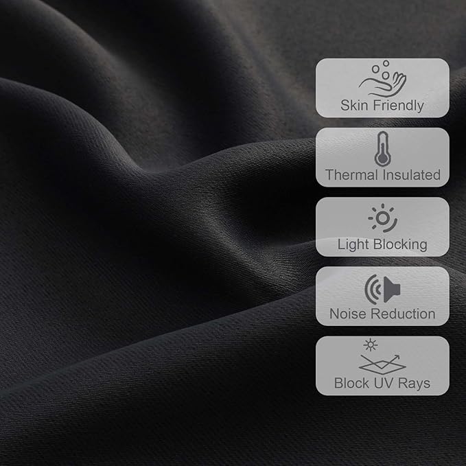 Chyhomenyc Black Valances for Window, Room Darkening Short Curtains for Kitchen Bedroom Living Room, Rod Pocket Top Small Window Treatment Valance RV Bunk Panels, 60" Wx14 L, 2 Pieces