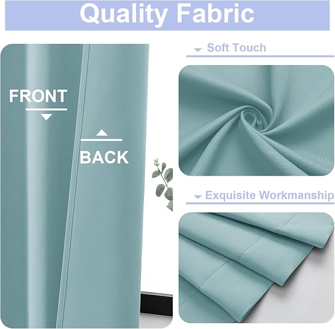 Simplebrand Ava Aqua Short 24 Inches Blackout Curtain 2 Panels Set, Half Window Rod Pocket Privacy Curtain Tiers for Kitchen, Curtains Blackout for Bathroom Shades, W30 x L24 Inch, Aqua