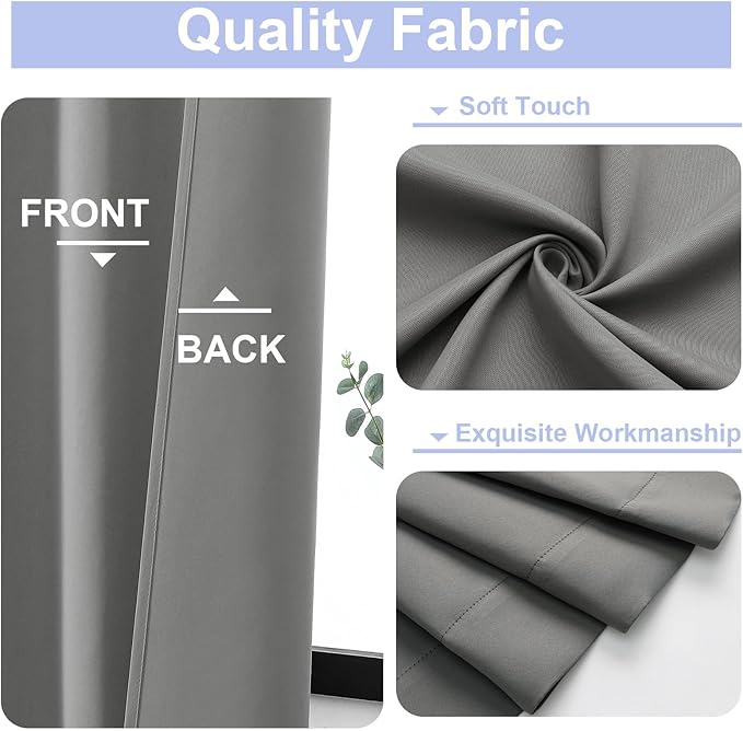 Simplebrand Ava Light Grey Blackout Curtains for Bedroom, 78 Inch Length, 2 Panels Set, Privacy Thermal Insulated Rod Pocket Window Curtains for Patio, French Door, W40 x L78 Inch