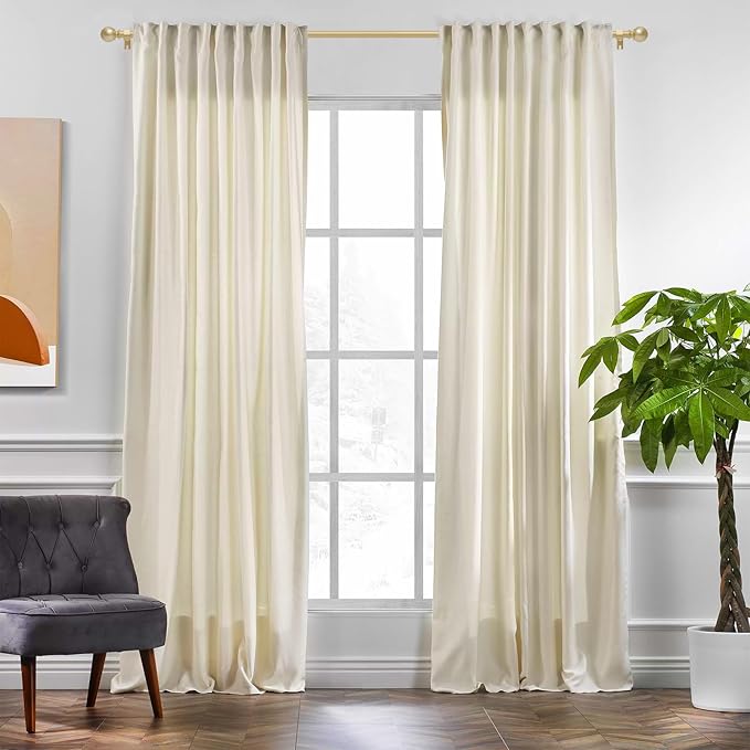Gold Curtain Rods for Windows 48 to 84,5/8 Inch Black Heavy Duty Metal Curtain Rods Set - Rustic Decorative Drapery Rods with Brackets for Farmhouse, Bedroom