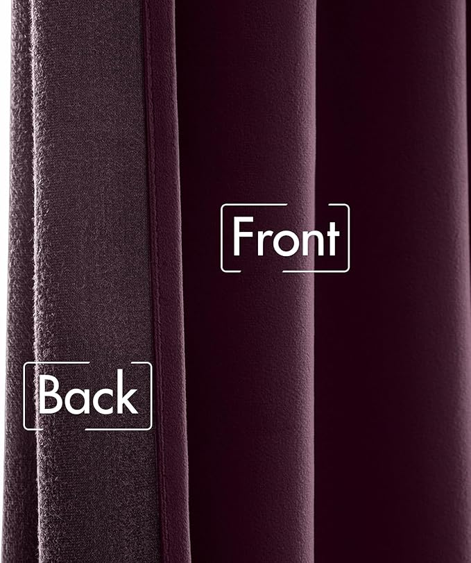 MIULEE Dark Purple Velvet Curtains 96 inches - Luxury Blackout Curtains for Bedroom Living Room Thermal Insulated Super Soft Window Drapes Rod Pocket & Back Tab, W52 x L96 inches, 2 Panels
