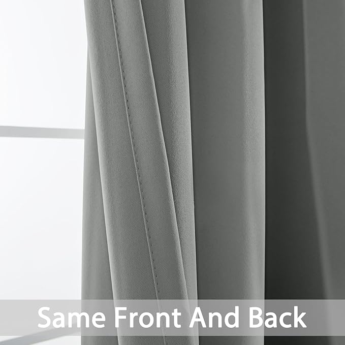 Yakamok Dove Grey Room Darking 84 Inch Length 2 Panel Sets for Livingroom Dining Room Darkening Thermal Insulated Bay Window Hotel Modern Elegant Black Out Sunblock Curtins/Bedroom,42 x 84 Inches