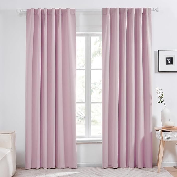 Deconovo Blackout Curtains, Thermal Insulated, W52 x L95 2 Panels, Back Tab, Machine Washable, Room-Darkening Drapes for Bedroom/Living Room Lavender